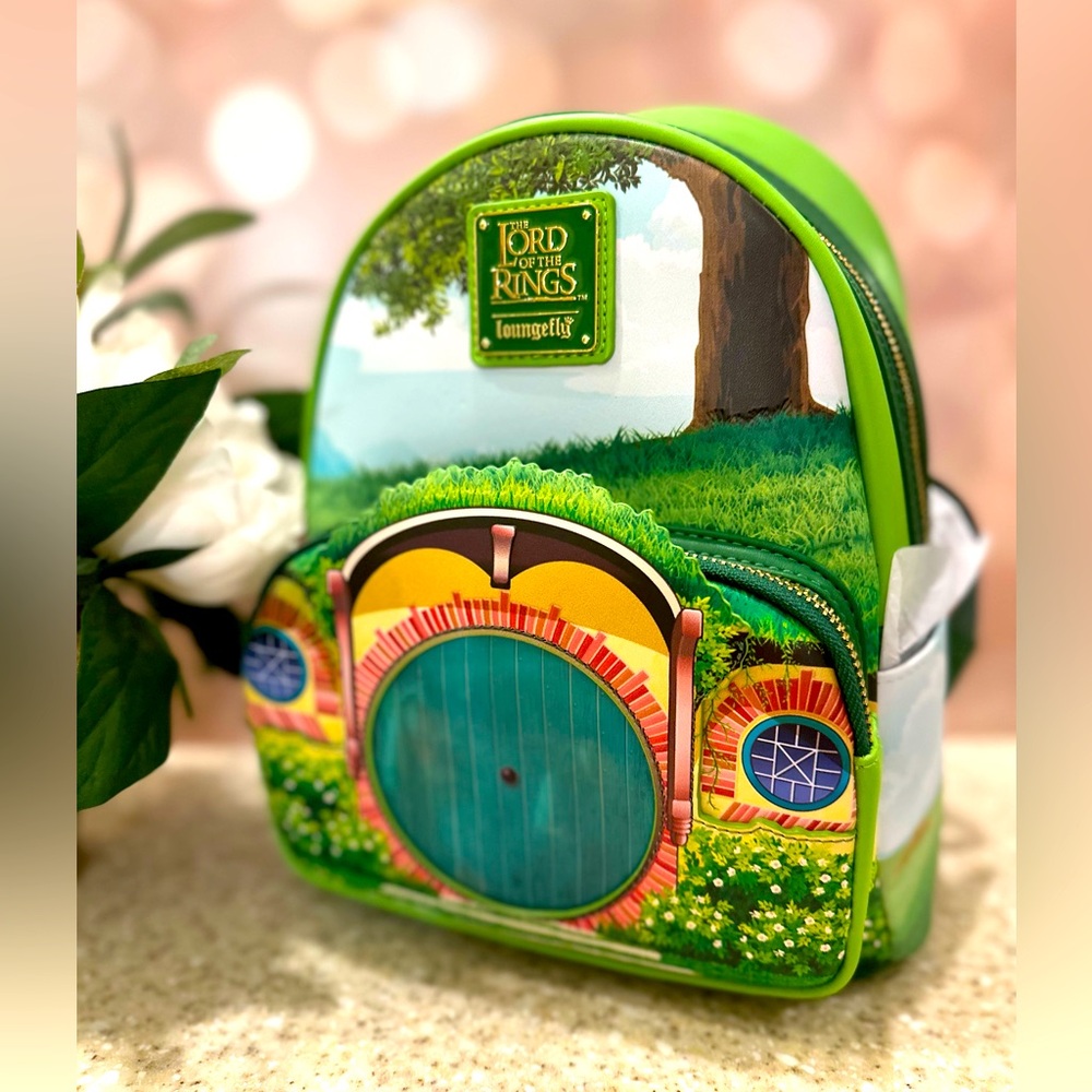 Loungefly Lord of the Rings The Shire mini backpack and keychain combo